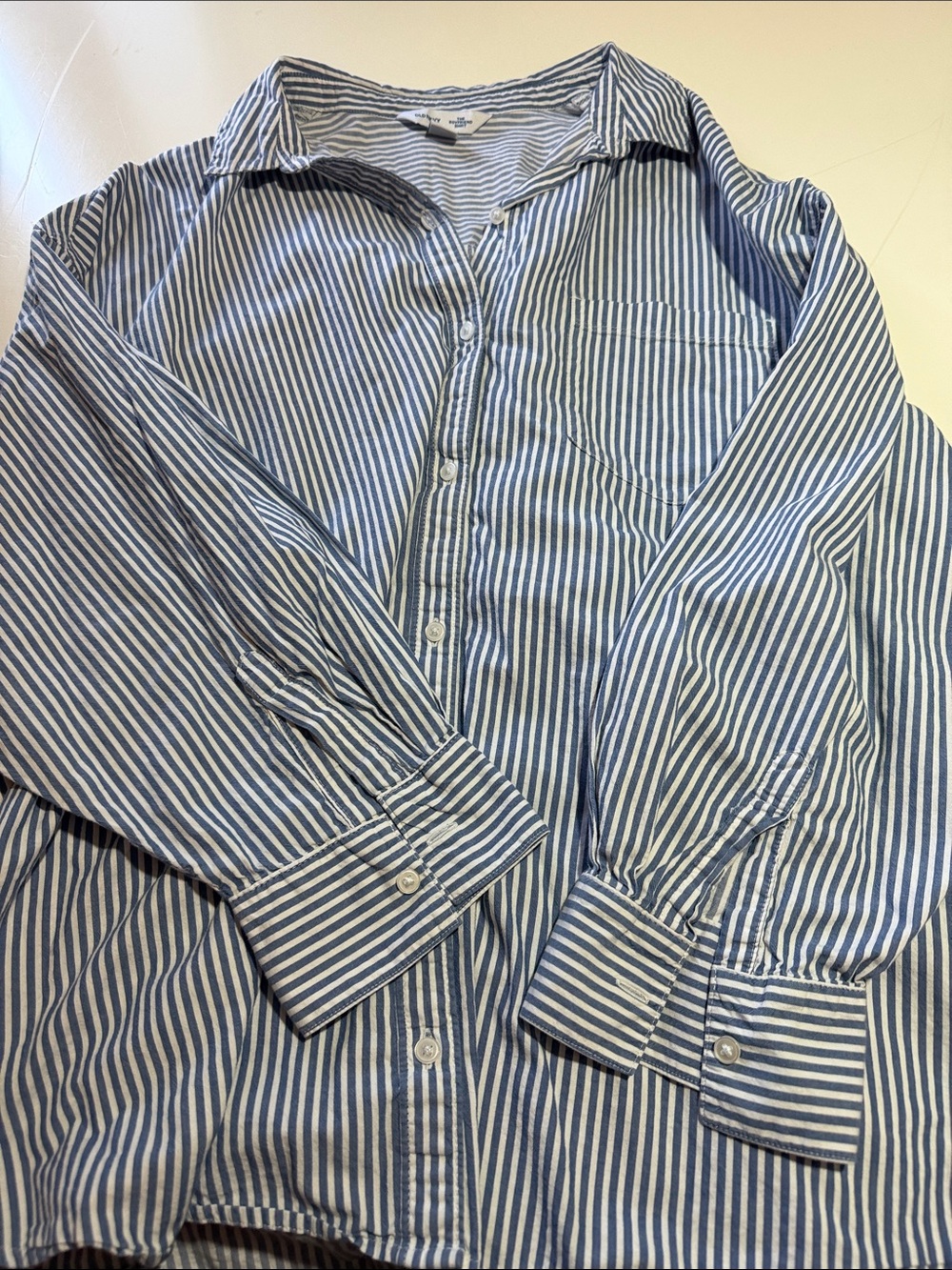 Old Navy Blue & White Striped Cotton Button-Down Shirt